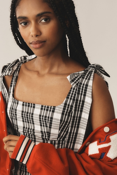 midi dress with neck tie Tie Halter Neck A-Line Poplin Midi Dress  shopaleena