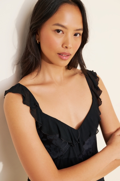 V-Neck Ruffle Asymmetrical Midi Dress | Nuuly