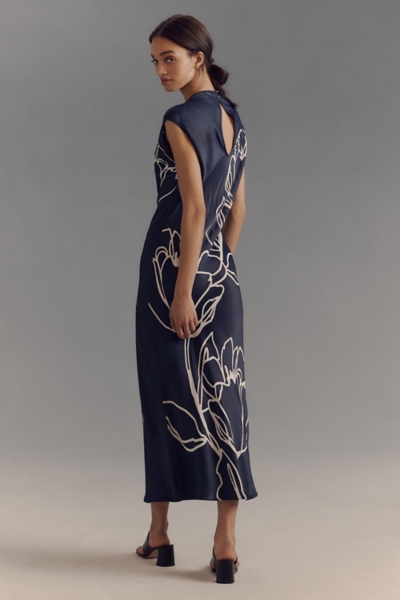 midi navy dress with sleeves Batwing Sleeve Midi Dress, XL / Petrol