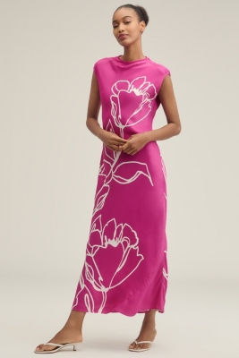 Mock-Neck Midi Slip Dress