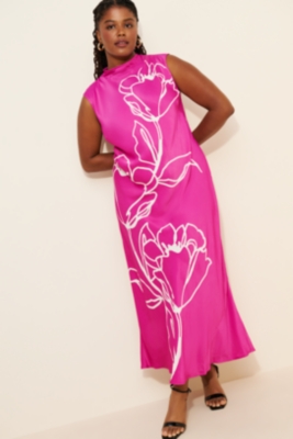 Mock-Neck Midi Slip Dress