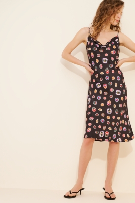Slip Cowl Neck Midi Dress