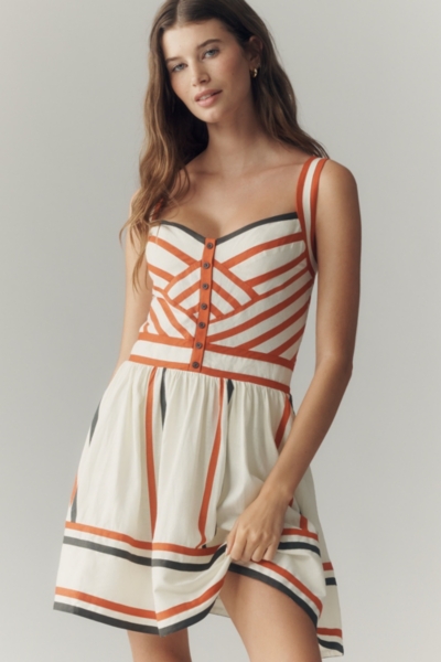 linen stripe dress women boohoo Women's Plus Linen Look Stripe Dress in Mocha