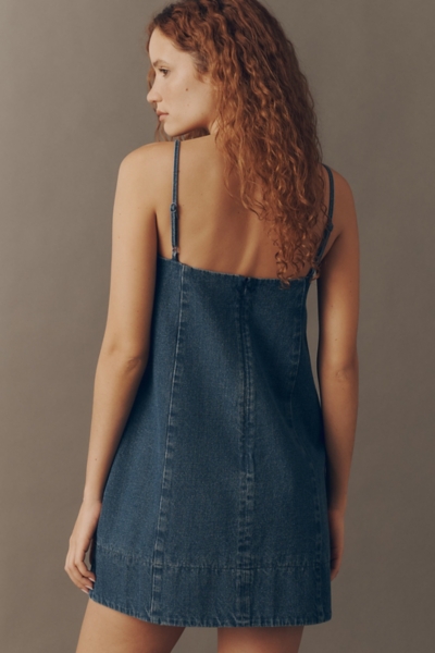 square neck denim dress Babydoll Blue / Medium 5% polyester Care instructions Denim Square Neck 3/4 Sleeve
