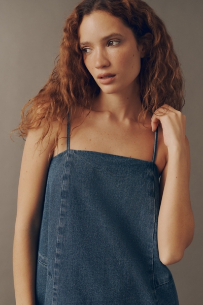 Cotton Blend Denim Square-Neck Mini Dress | Nuuly