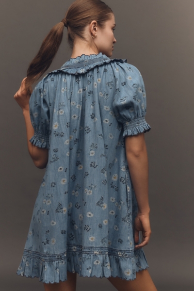 puff sleeve ruffle mini dress Mini Dress in Pink With Ruffle Tiered Skirt