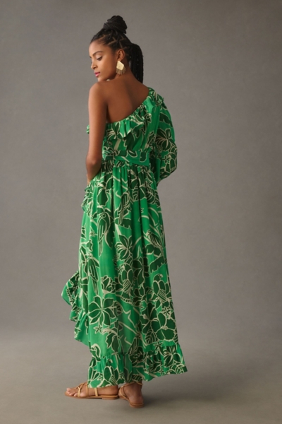 Printed One-Shoulder Ruffle Dress | Nuuly