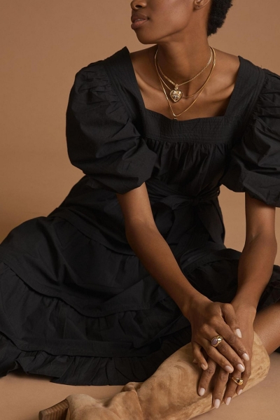 black coconut grove puff sleeve maxi dress Puff-Sleeved Size:S 0/2 Premium scuba crepe bridesmaid-lightblue long dark blue dress