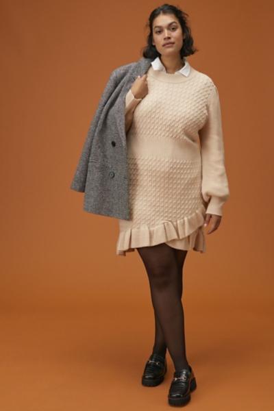 white tights dress Winter White Metallic Tweed Drop Torso Dress 8