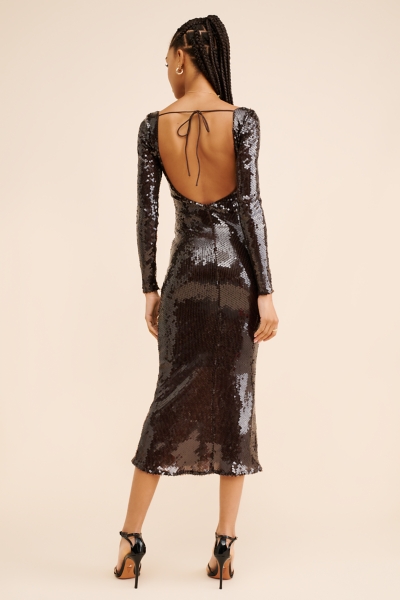 Verona Long-Sleeve Sequin Slim Midi Dress | Nuuly