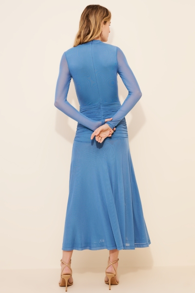 Liyana Ruched Mesh Midi Dress | Nuuly