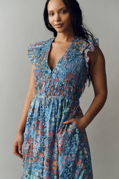 linen halter midi dress Donna Karan Weekend Women's V-Neck Midi Dress - Natural