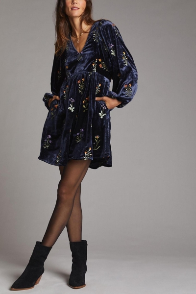 Embroidered Shimmer Mini Dress | Nuuly