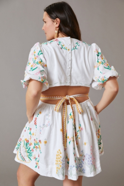 anthropologie deep v floral mini dress Anthropologie Deep V Jacquard Mini Dress by Anthropologie