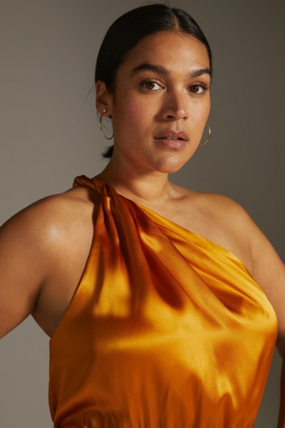 One-Shoulder Silk Midi Dress | Nuuly