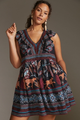 Anthropologie V-Neck 2024 Plunge Tunic Mini Dress