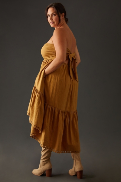 High-Low Tiered Strapless Midi Dress | Nuuly