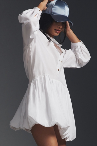 maeve belted bubble hem mini shirt dress Anthropologie | Dresses | Anthropologie Maeve Belted Bubble Hem Striped  Collated White Mini Shirt Dress Xl