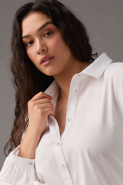 shirt dress hemmed Washed Raw Hem Denim Shirt Dress