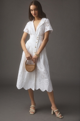 Eyelet Midi Shirt Dress | Nuuly