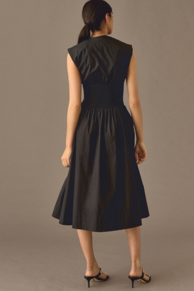 The Tommie Cap-Sleeve Smocked Front-Zip Shirt Dres | Nuuly