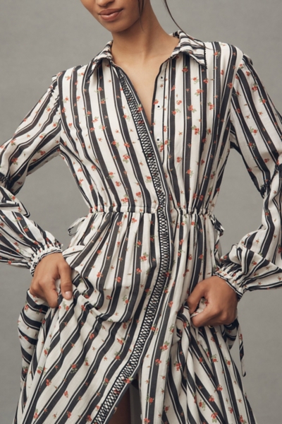 anthropologie printed button down shirt dress Eleanora Printed Buttondown Midi Shirtdress