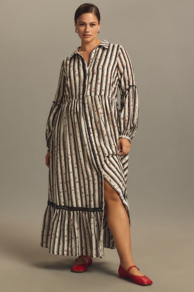 anthropologie printed button down shirt dress Eleanora Printed Buttondown Midi Shirtdress