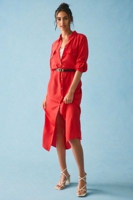 Long sleeve silk shirt dress hotsell