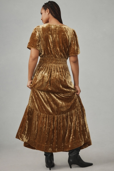 the somerset maxi dress velvet edition The Somerset Maxi Dress Velvet Edition Anthropologie Dark Green Romance XXS  NEW