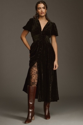 Velvet button dress top