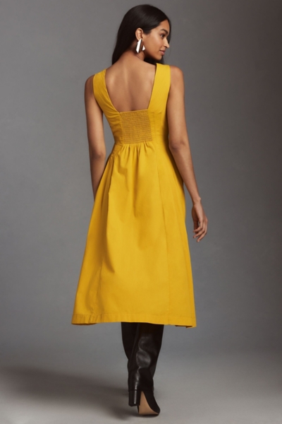 white christmas dresses The Sunset Hour Yellow Corset Midi Slit Dress main image 1