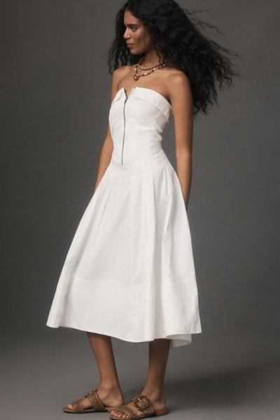 by anthropologie strapless twofer pleated midi dress new ANTHROPOLOGIE strapless pleated twofer maxi dress in navy blue s