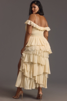 Corset Tiered Lace Ruffle Dress