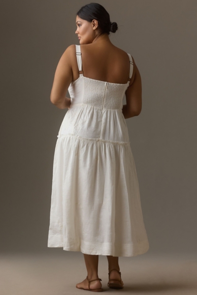 maternity a-line dress Light Blue Linen A-Line Flared Maternity Midi Dress main image 0