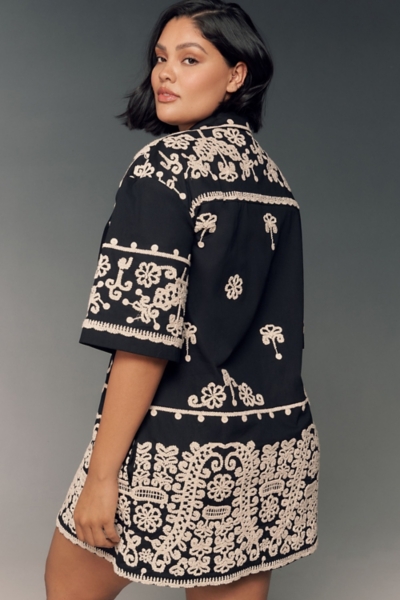 by anthropologie short-sleeve collared printed mini dress Short-Sleeve Collared Printed Mini Dress