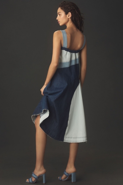 knee length dresses for ladies Blue Smocked Gingham Midi Dress – Clothe Boutique main image 0