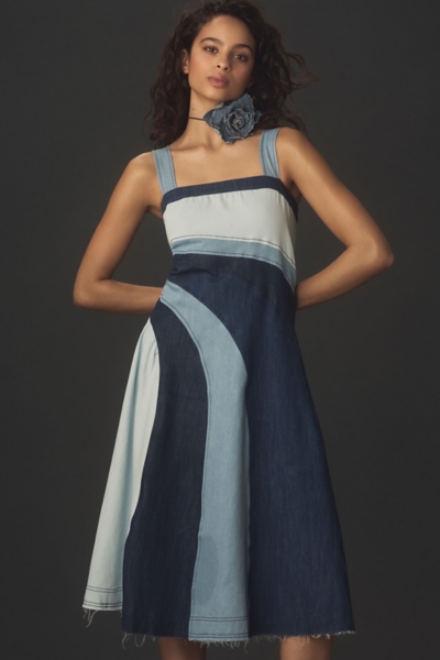 Seamed Smocked Midi Dress | Nuuly