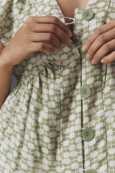 Flutter-Sleeve Linen Button-Front Midi Dress | Nuuly