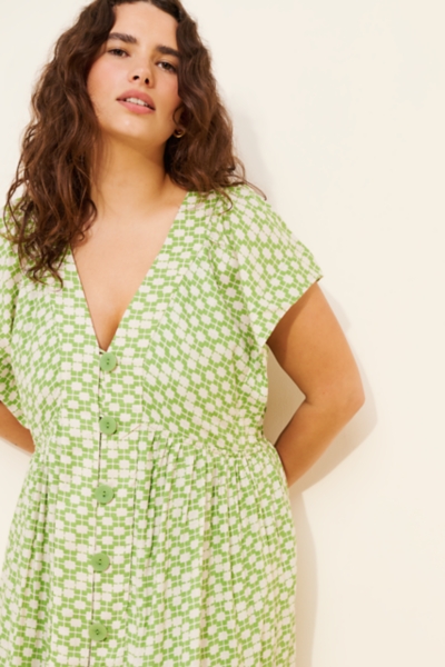 knee length dresses for ladies Button Down Dress Faith M / Stone Green