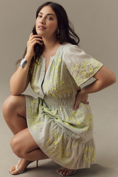 The Somerset Mini Dress: Embroidered Linen Edition