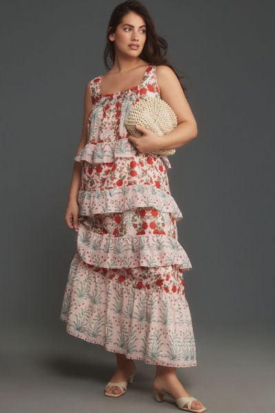Sleeveless Square-Neck Tiered Midi Dress | Nuuly