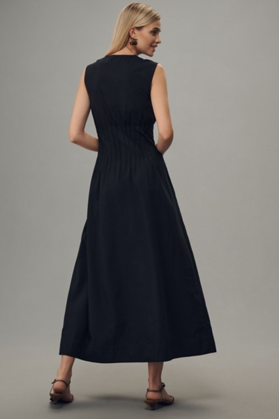 Sleeveless V-Neck Pleated Midi Dress | Nuuly