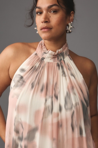 Halter Sheer Printed Maxi Dress | Nuuly