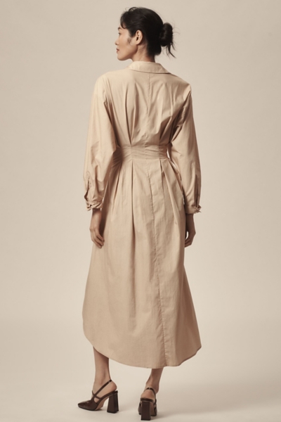 Long-Sleeve Buckle-Front Midi Shirt Dress | Nuuly