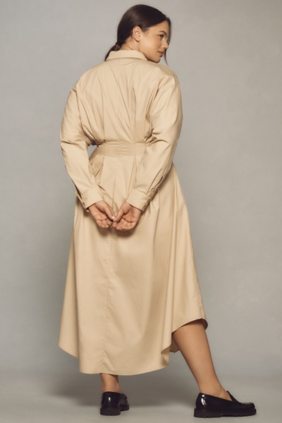 beige long shirt dress Beige Long Sleeve Maxi Dress- Long Sleeve Maxi Dress Casual – Modora UK main image 1