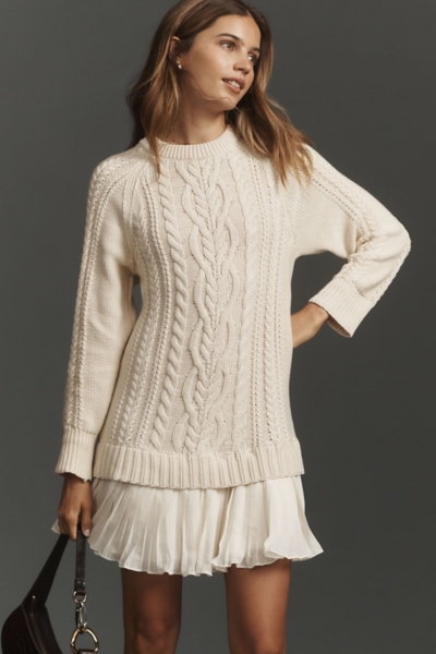 Twofer Cable-Knit Sweater Mini Dress | Nuuly