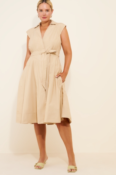 Short-Sleeve V-Neck Wrap Midi Shirt Dress | Nuuly