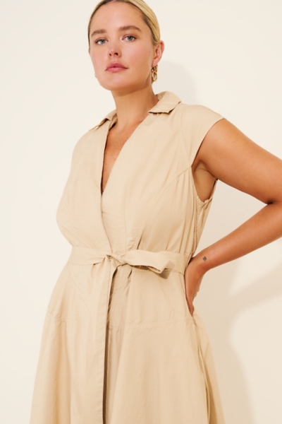 Short-Sleeve V-Neck Wrap Midi Shirt Dress | Nuuly
