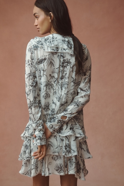 chinese dress ladies Sweetheart Long Sleeve Tiered Mini Dress main image 0