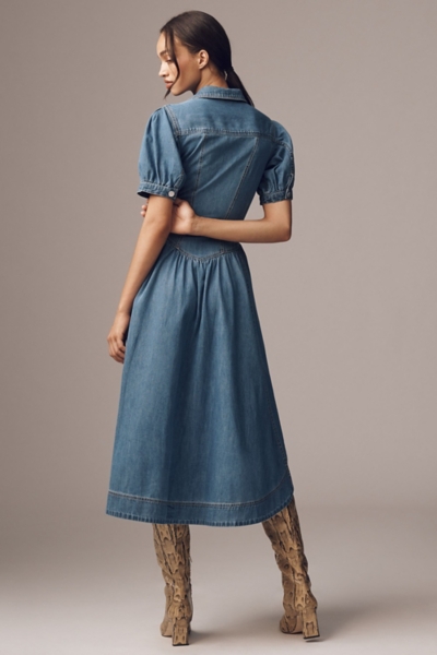 white christmas dresses A-Line Short Sleeve Midi Shirt Dress White M main image 1